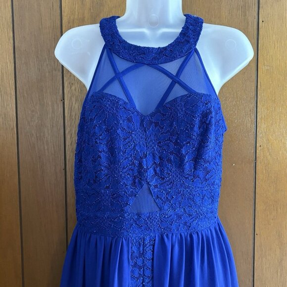 Sweet Storm Romper Blue L Sheer Overlay Mesh Panel Train Lace Whimsical Ren Fair - Picture 2 of 16